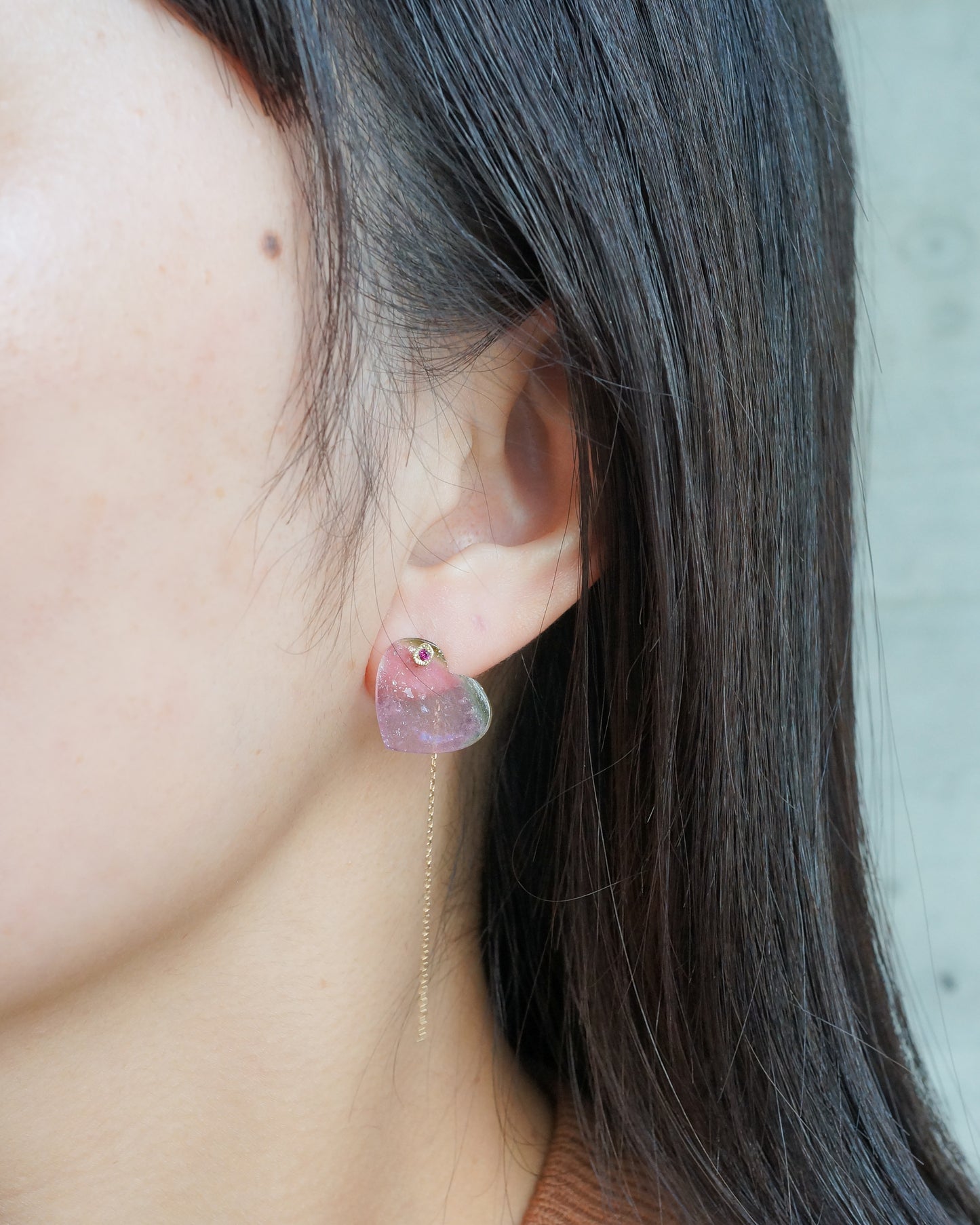 Flat Pierced Earring - Bicolor Tourmaline -