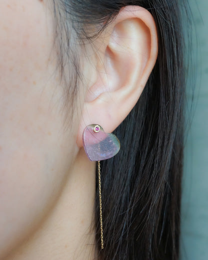 Flat Pierced Earring - Bicolor Tourmaline -