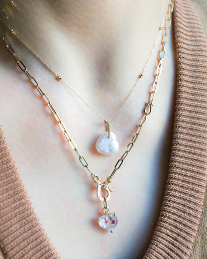Hibiki Stone Necklace - Keshi Pearl / Diamond -