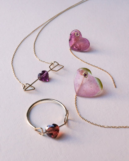 Flat Pierced Earring - Bicolor Tourmaline -