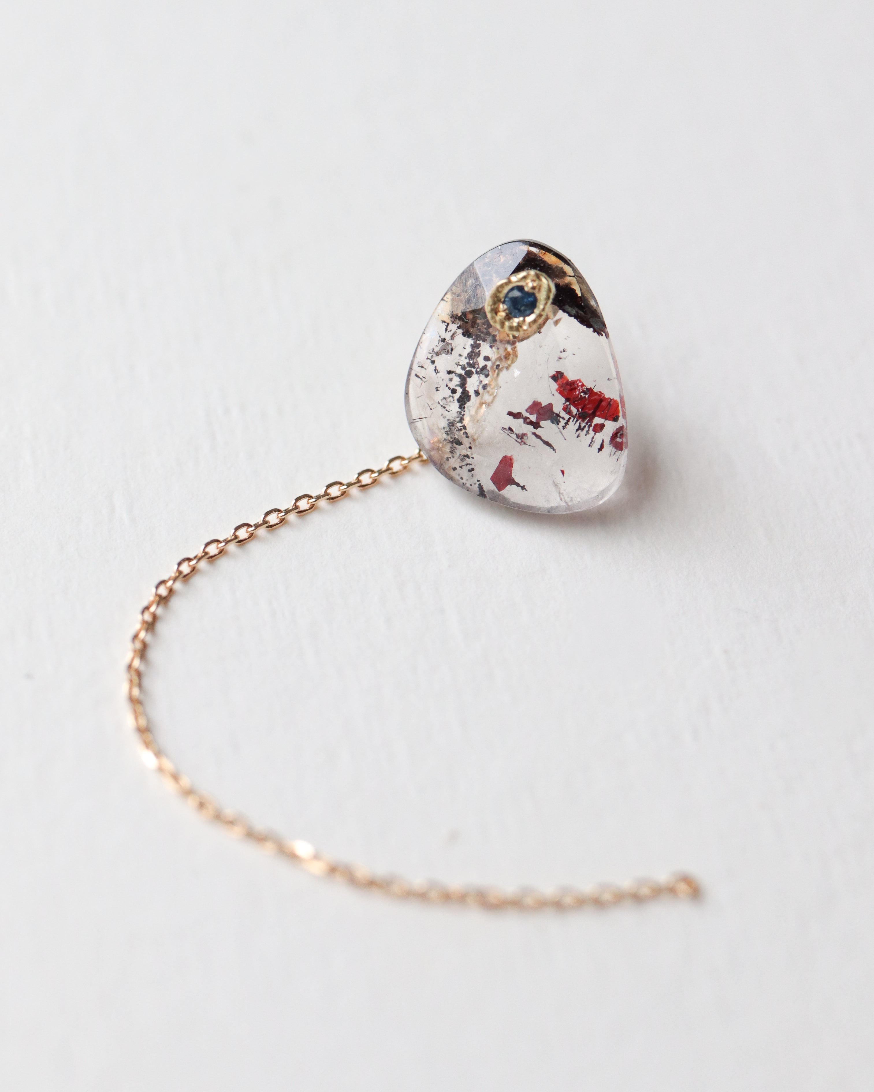Flat Pierced Earring - Super Seven -
