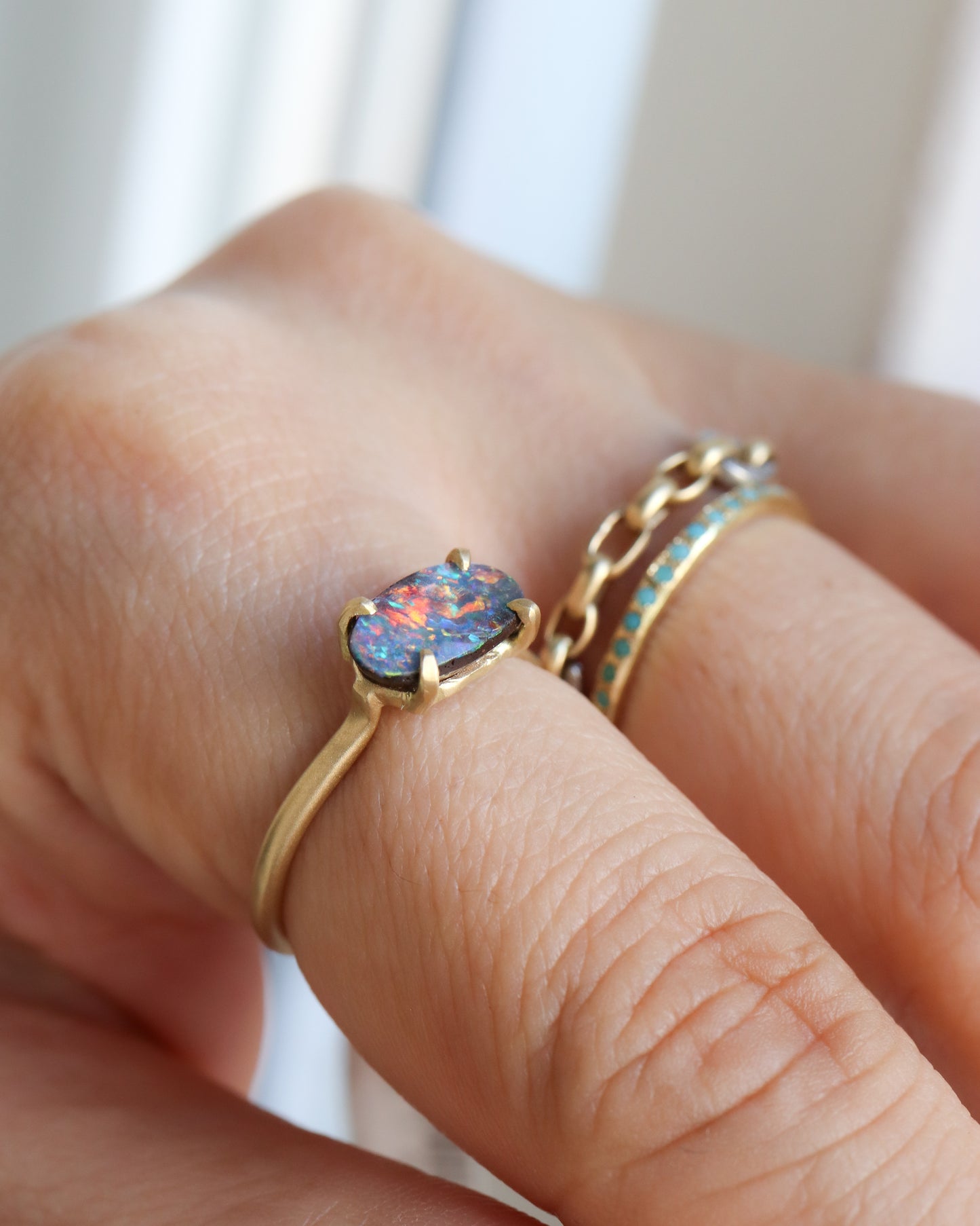 Prong Ring - Boulder Opal -