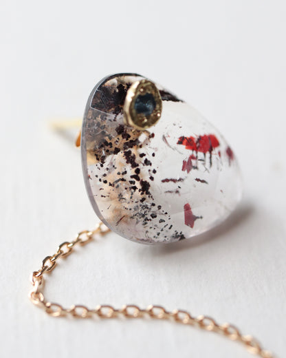 Flat Pierced Earring - Super Seven -