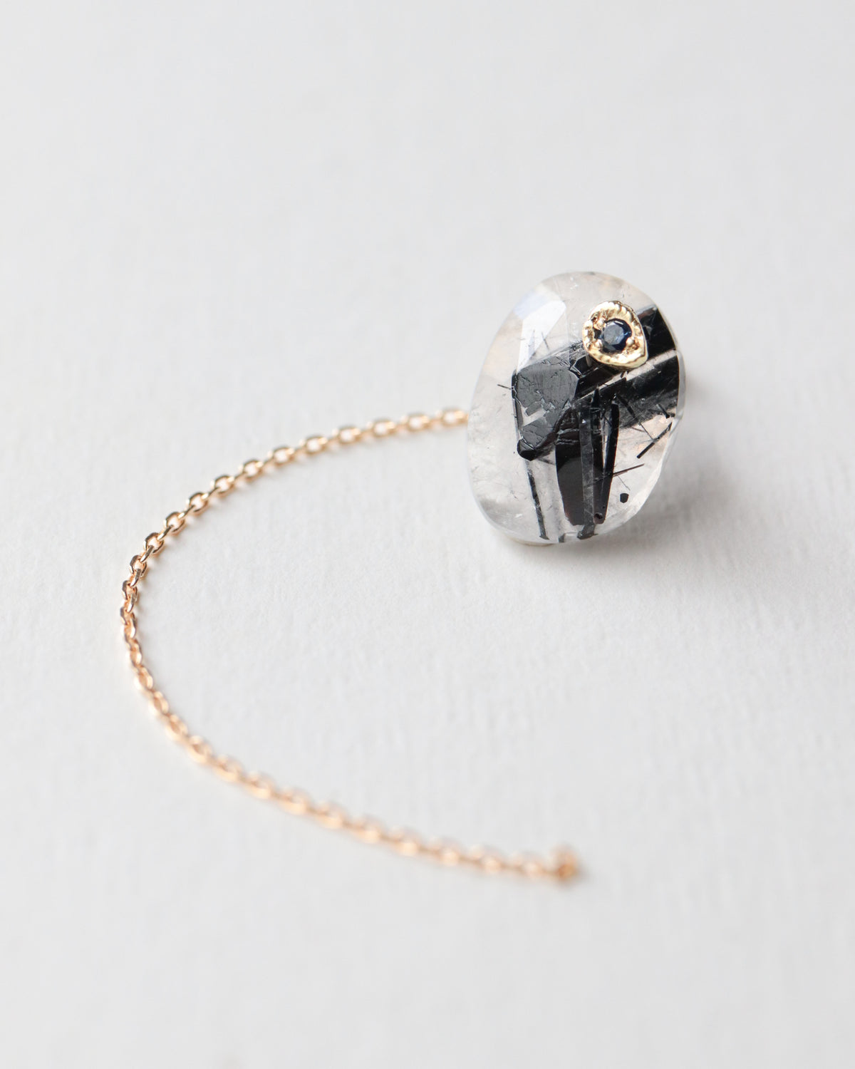 Flat Pierced Earring - Tourmalinated Quartz - – MONAKA jewellery
