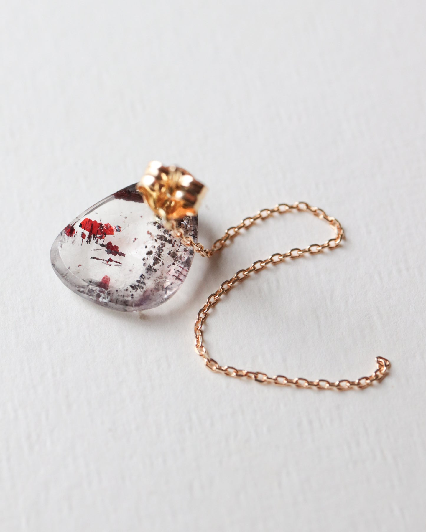 Flat Pierced Earring - Super Seven -