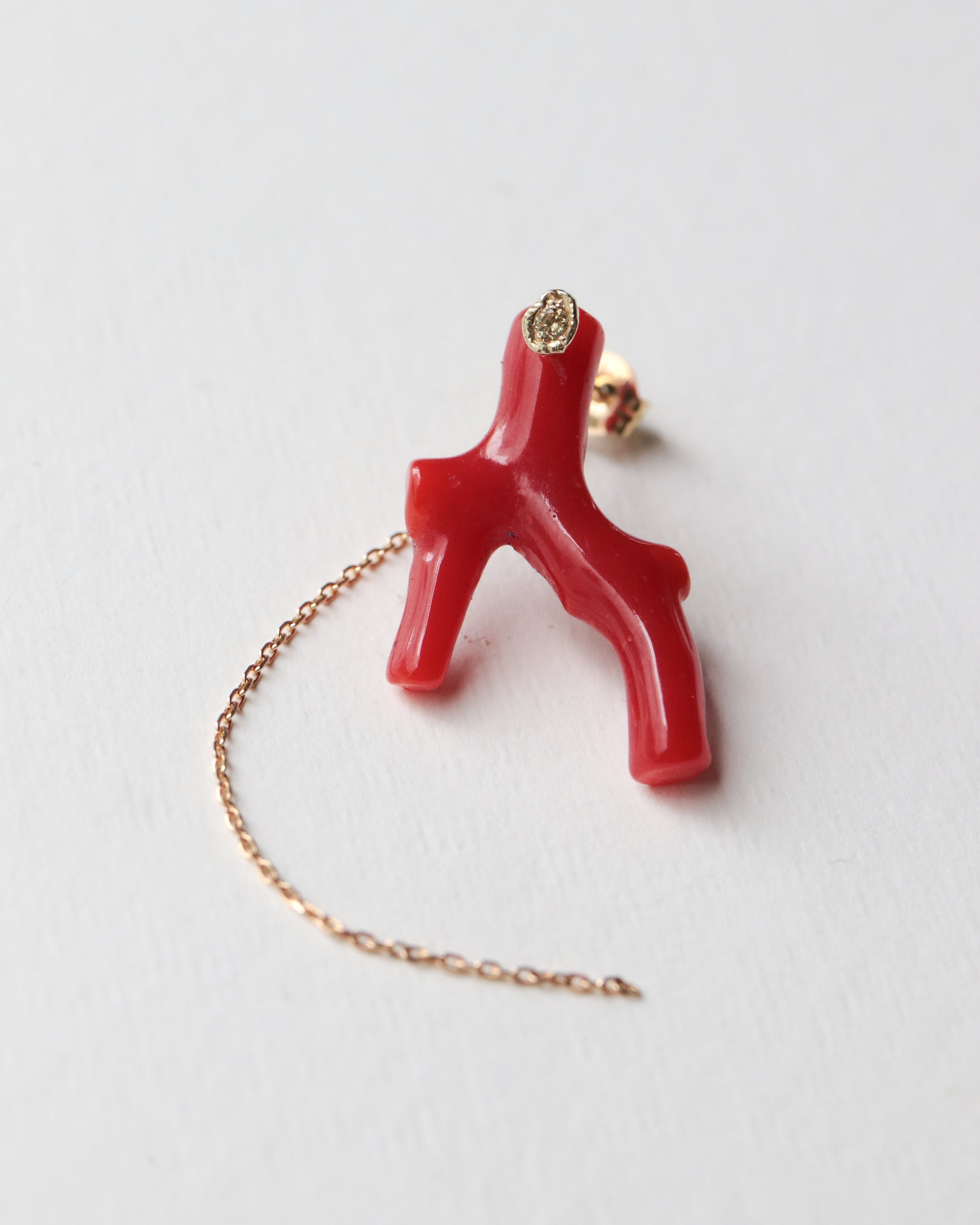 Flat Pierced Earring - Coral - – MONAKA jewellery