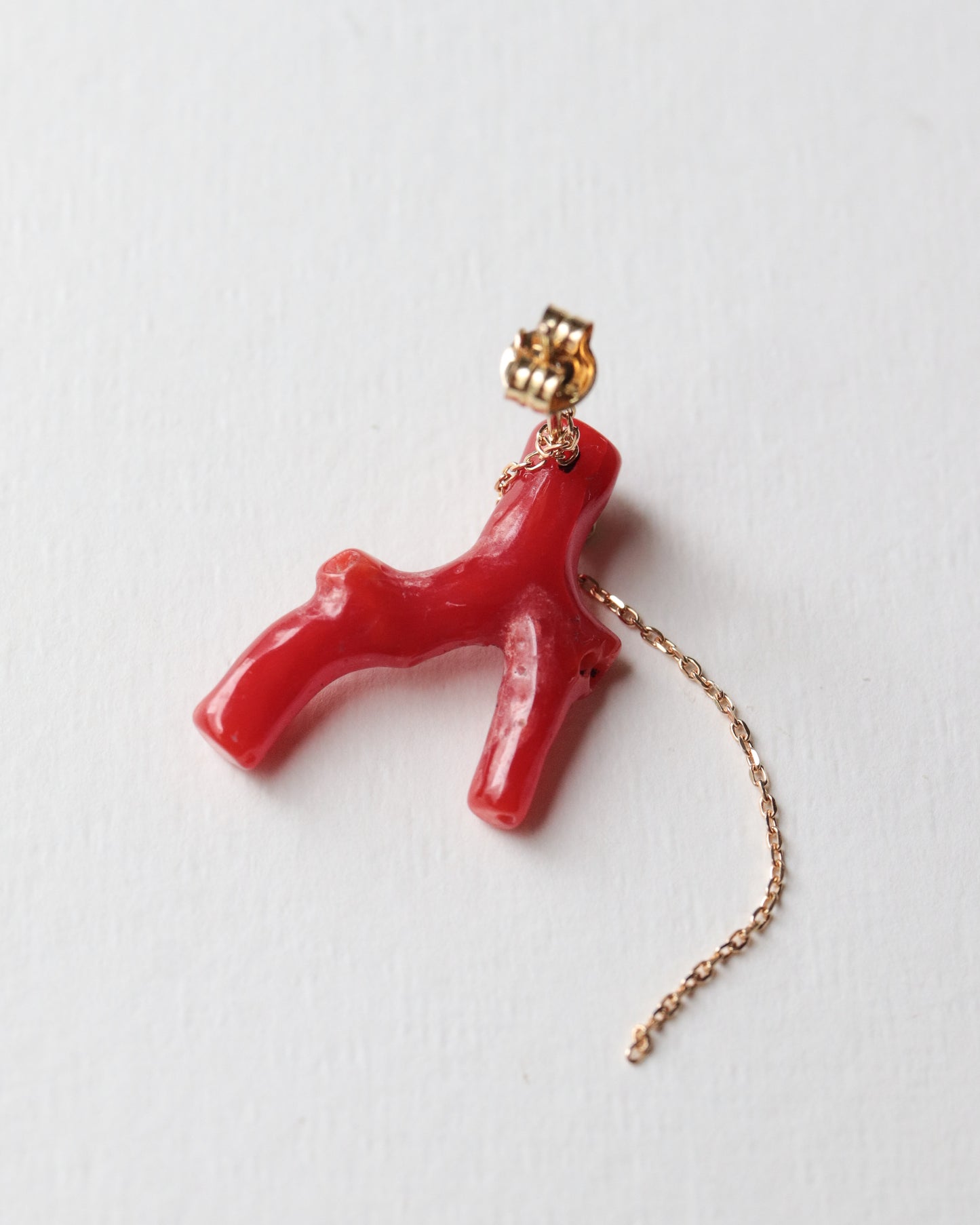 Flat Pierced Earring - Coral -