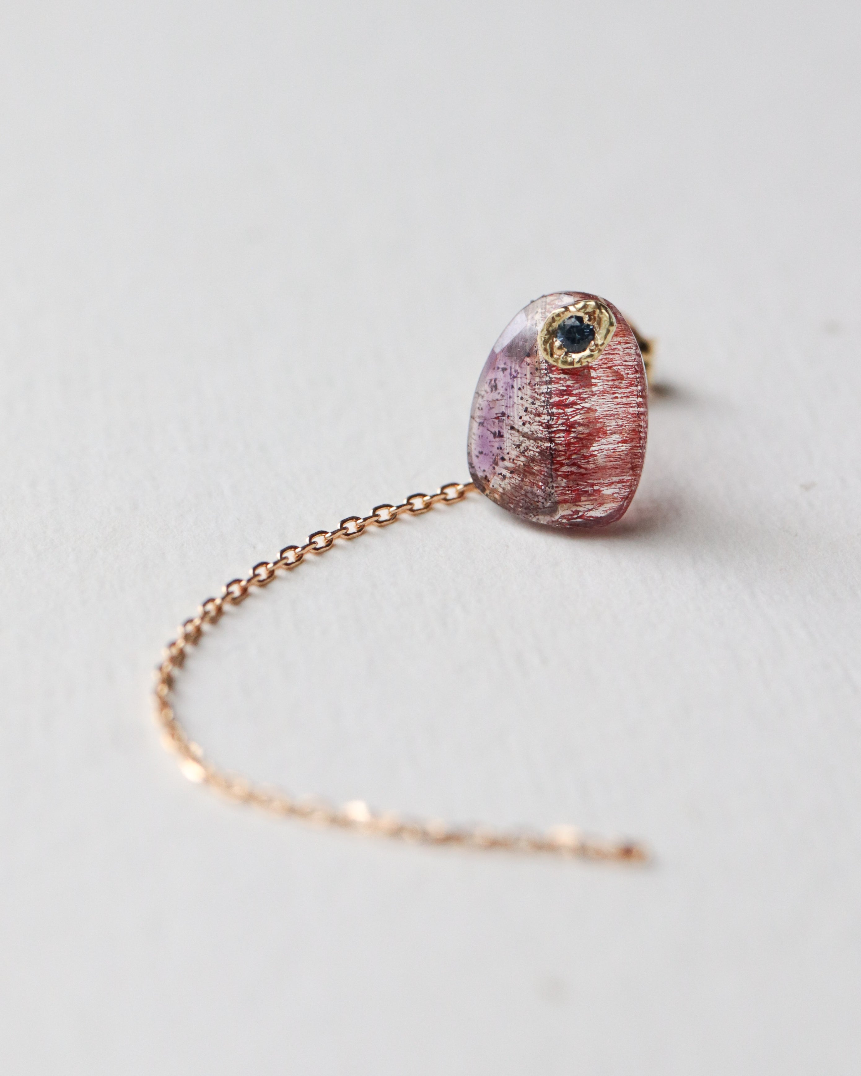 Flat Pierced Earring  - Super Seven -