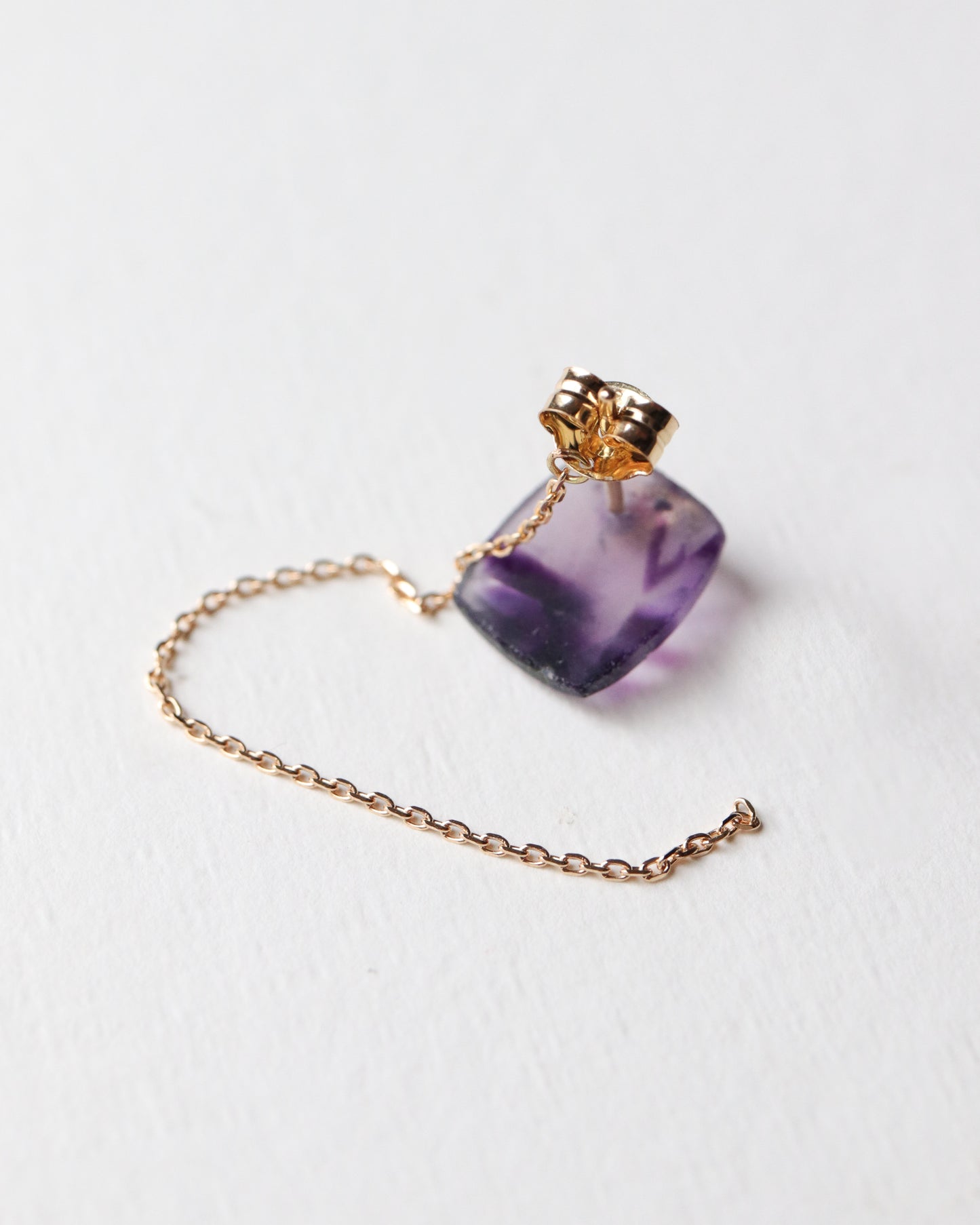 Flat Pierced Earring - Bicolor Amethyst -