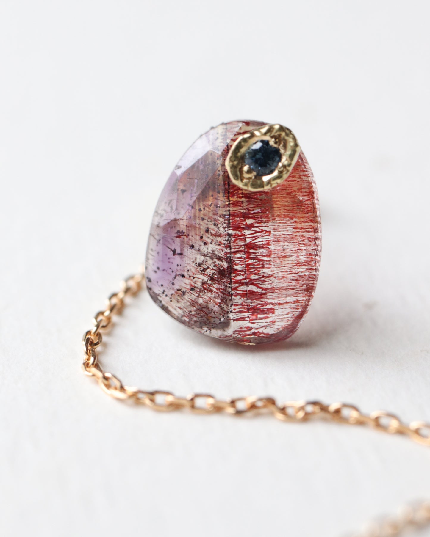 Flat Pierced Earring  - Super Seven -