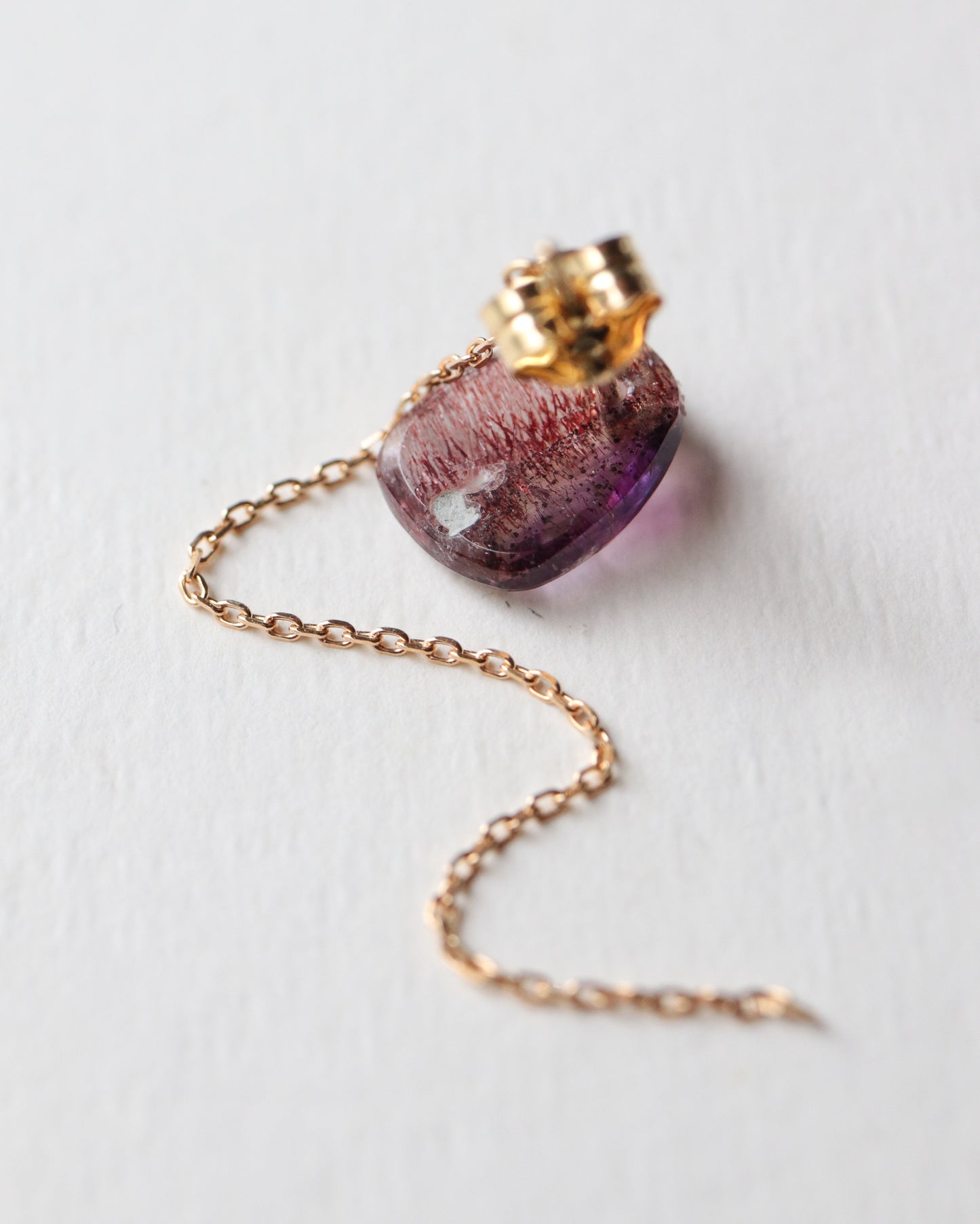 Flat Pierced Earring  - Super Seven -