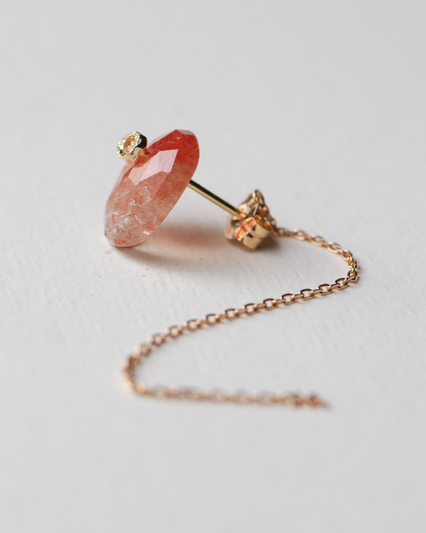 Flat Pierced Earring - Sunstone -