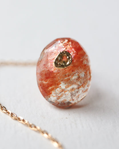 Flat Pierced Earring - Sunstone -