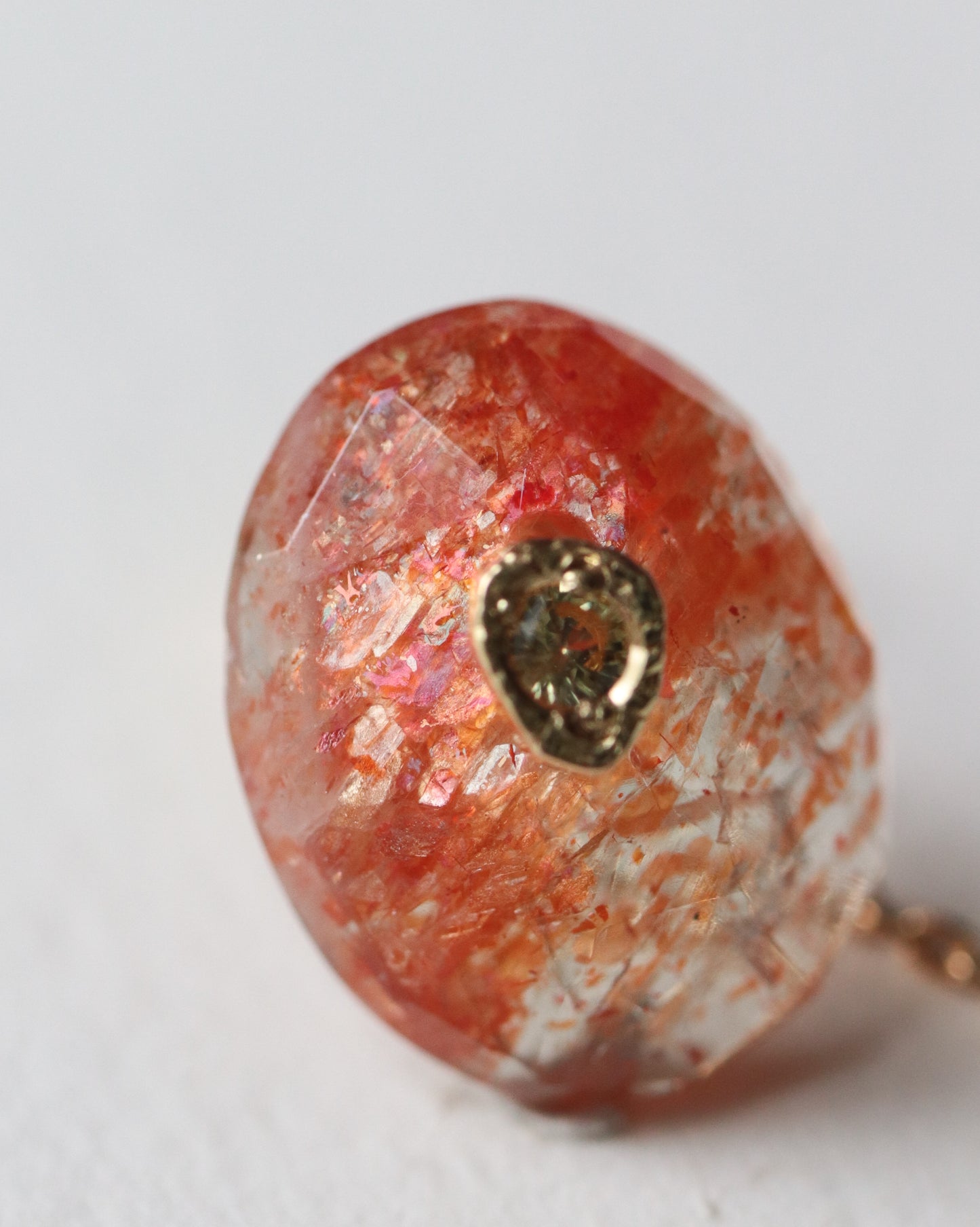 Flat Pierced Earring - Sunstone -