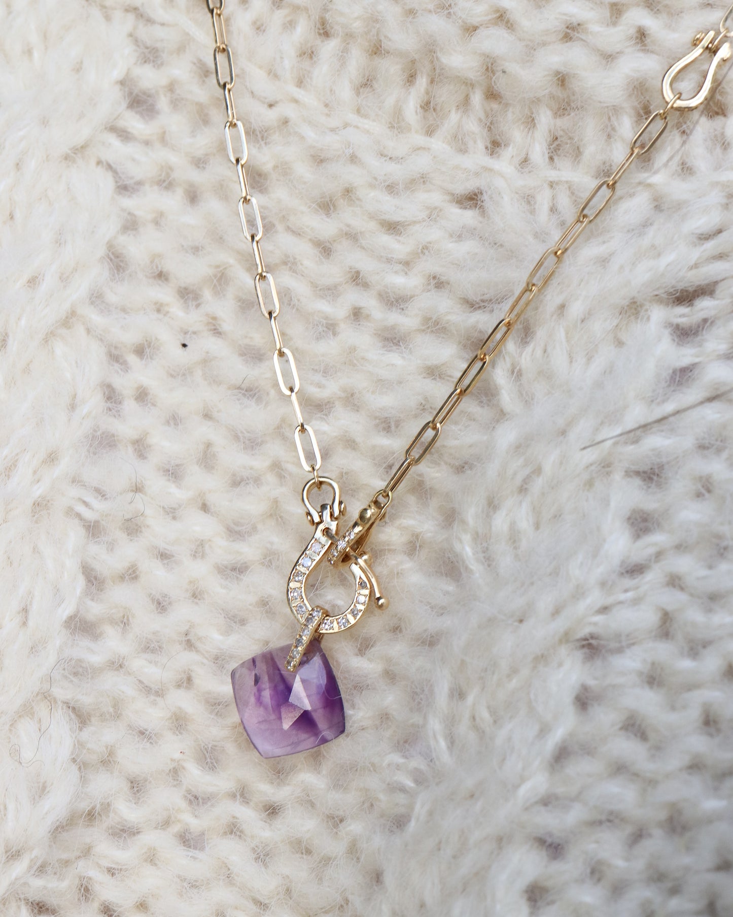 Hibiki Stone Necklace - Amethyst -