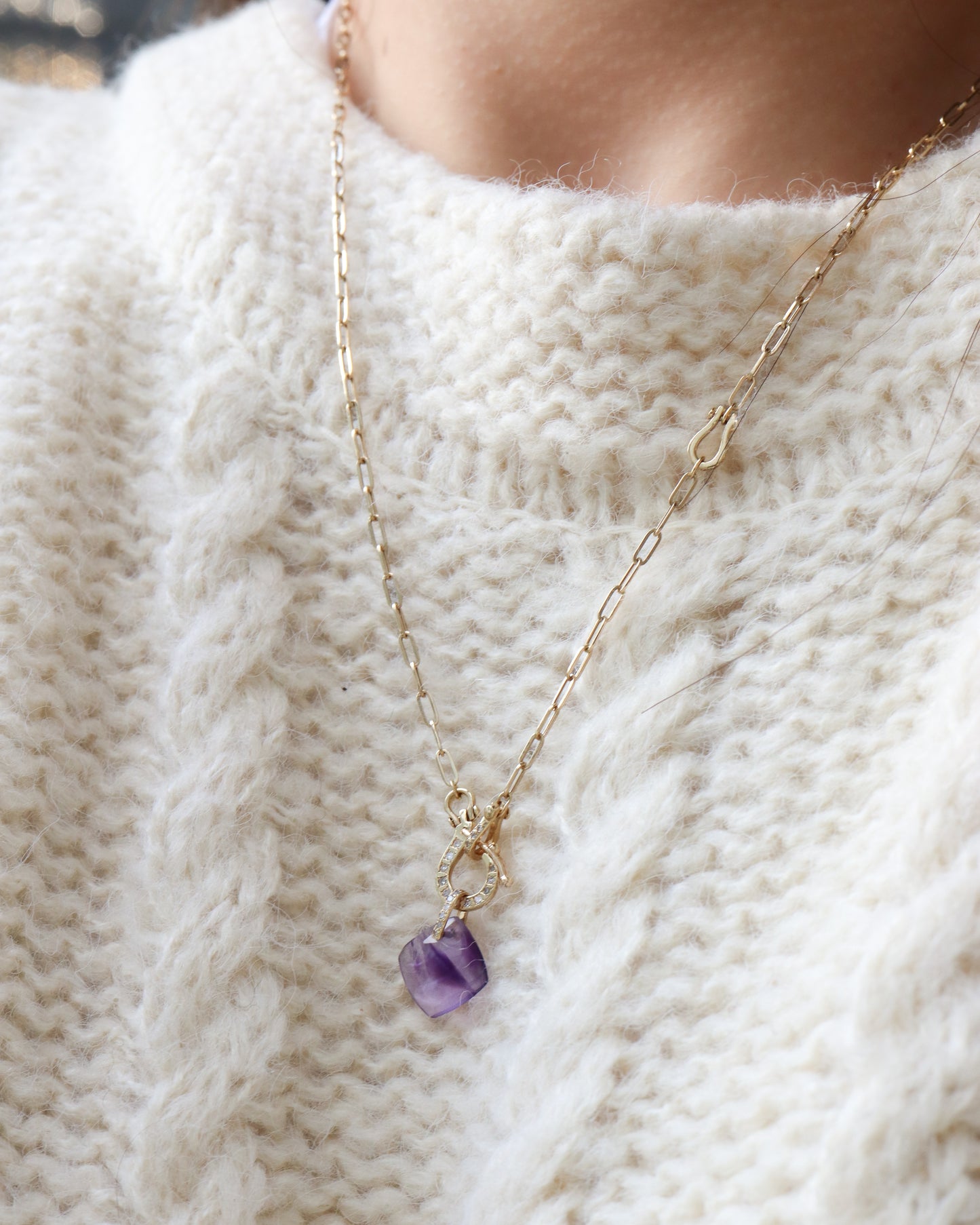 Hibiki Stone Necklace - Amethyst -