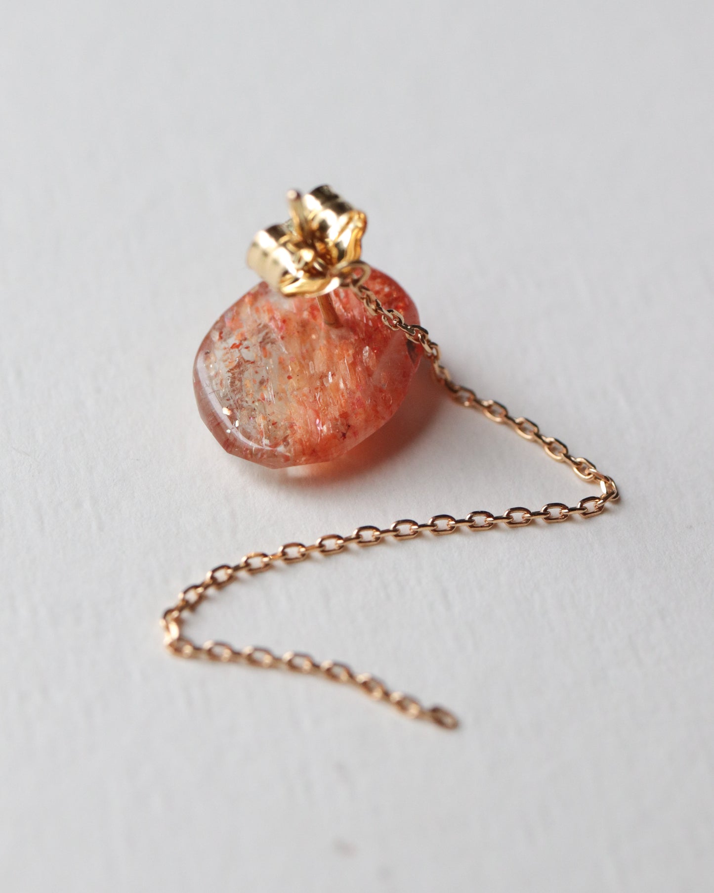 Flat Pierced Earring - Sunstone -