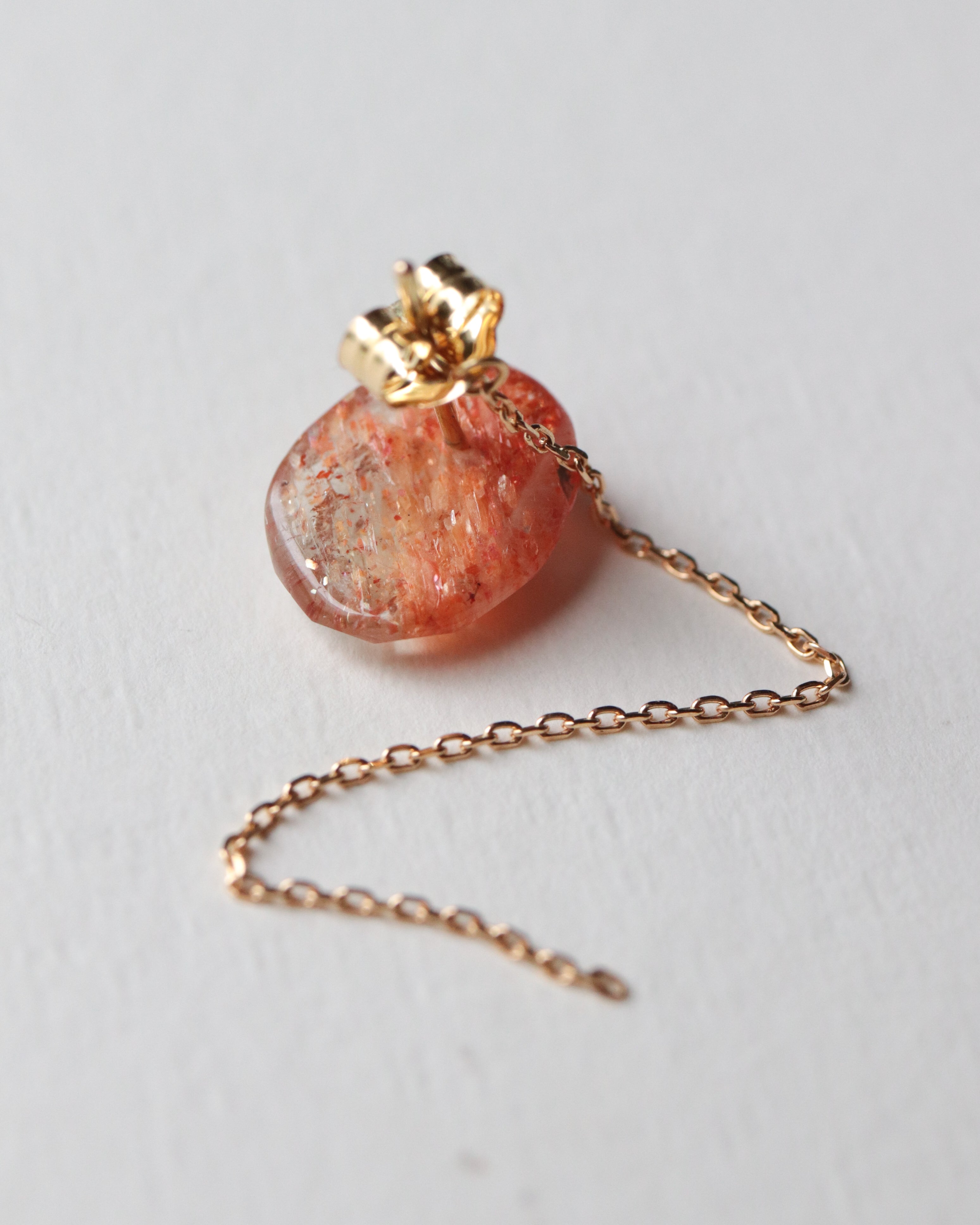 Flat Pierced Earring - Sunstone -