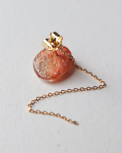 Flat Pierced Earring - Sunstone -