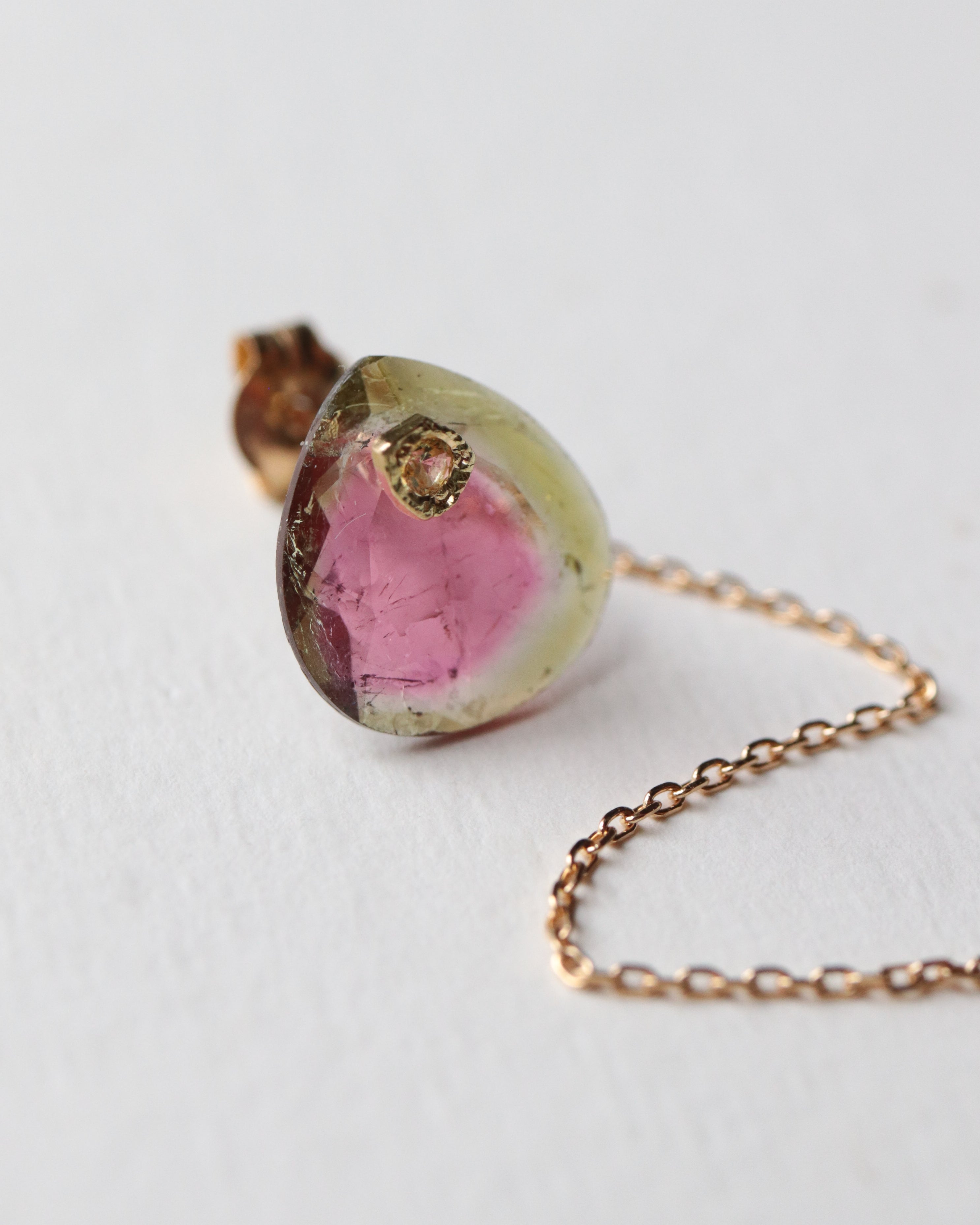 Flat Pierced Earring - Bicolor Tourmaline - – MONAKA jewellery