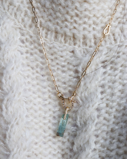 Hibiki Stone Necklace - Aquamarine / Diamond -