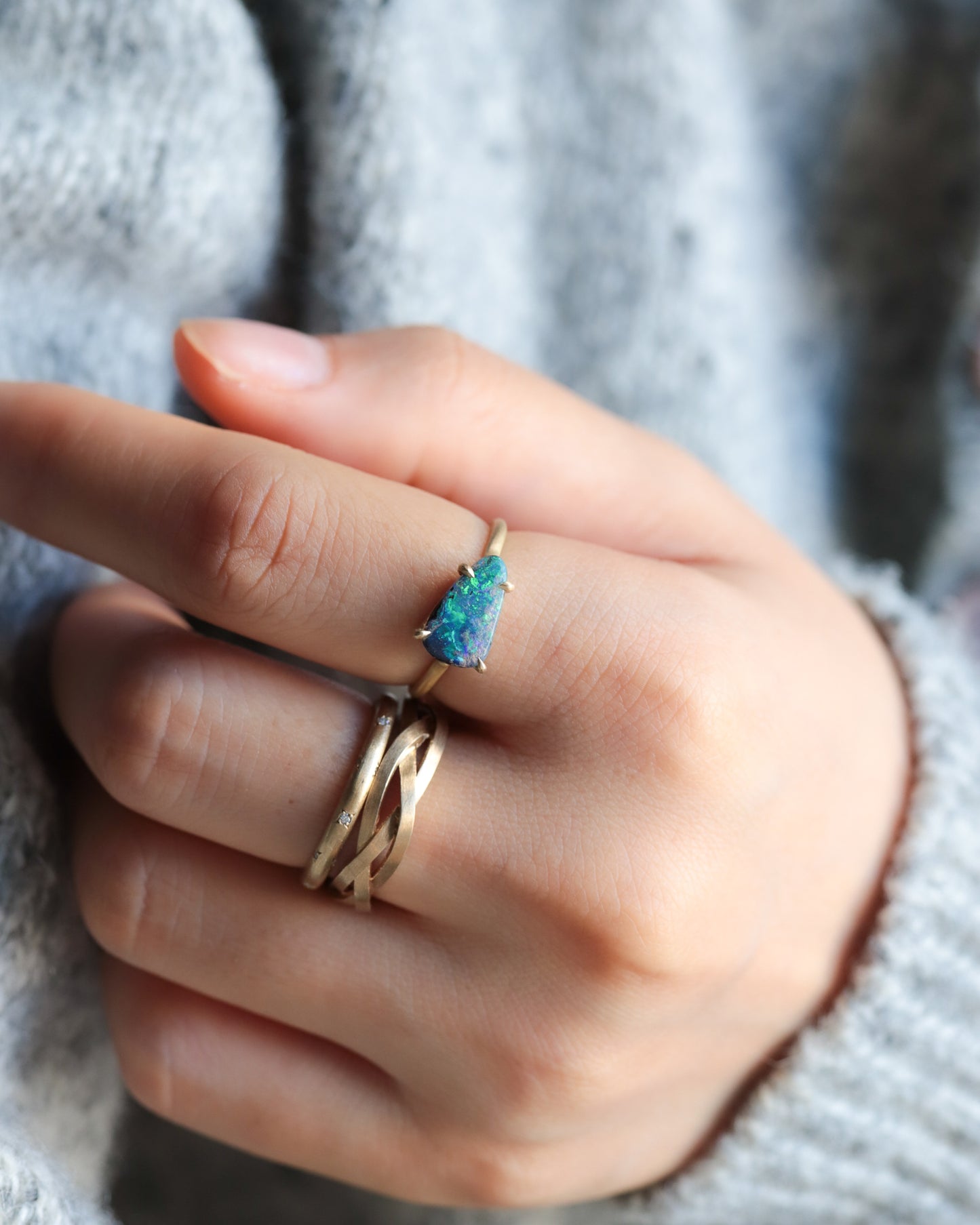 Prong Ring - Boulder Opal -