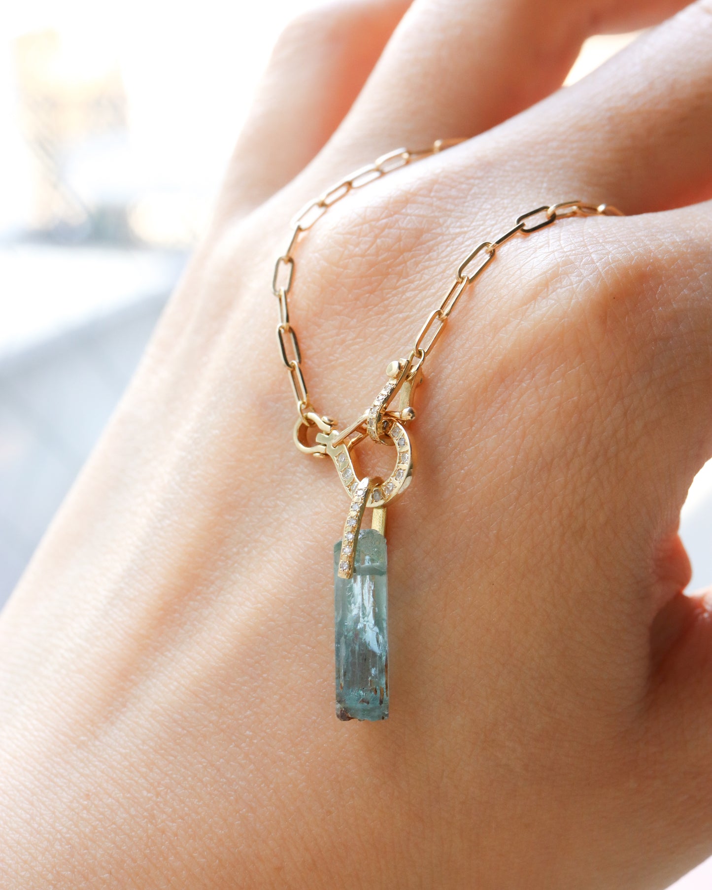 Hibiki Stone Necklace - Aquamarine / Diamond -