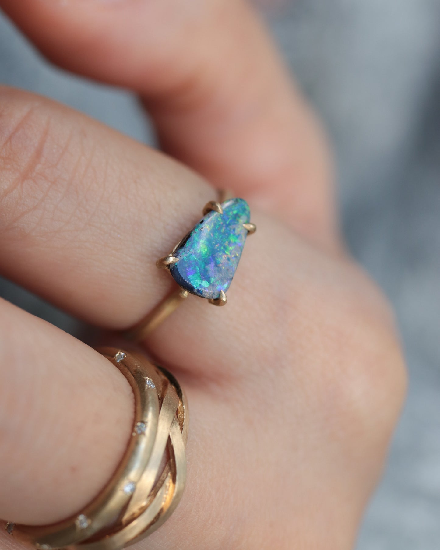 Prong Ring - Boulder Opal -