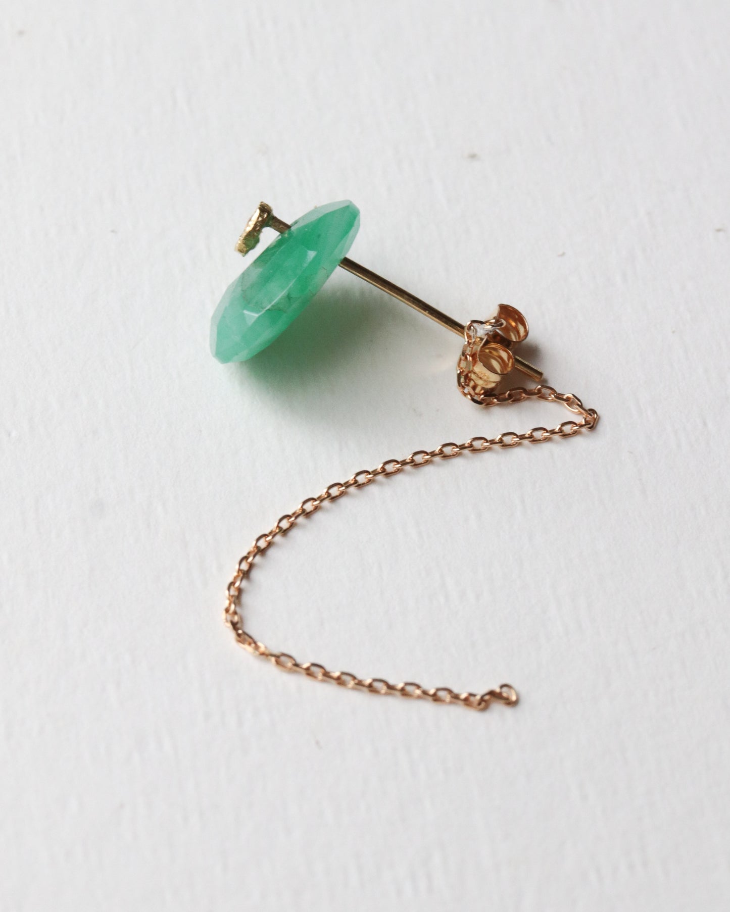 Flat Pierced Earring - Emerald -