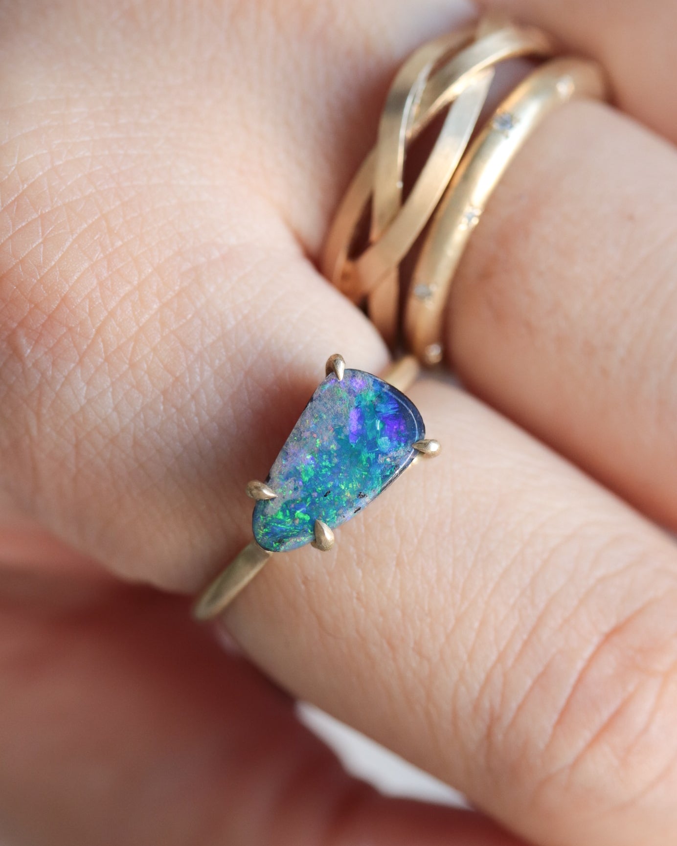 Prong Ring - Boulder Opal -