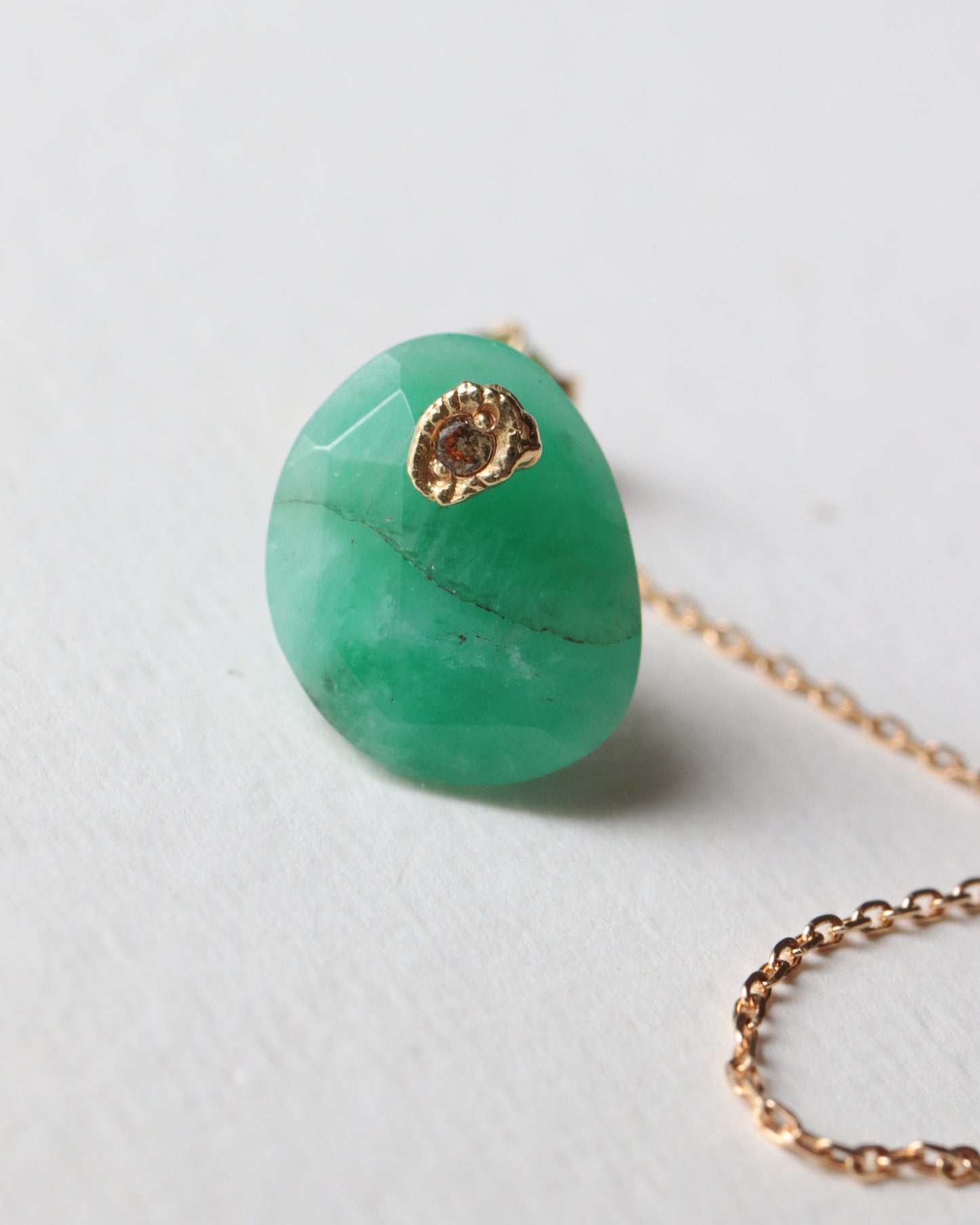 Flat Pierced Earring - Emerald -