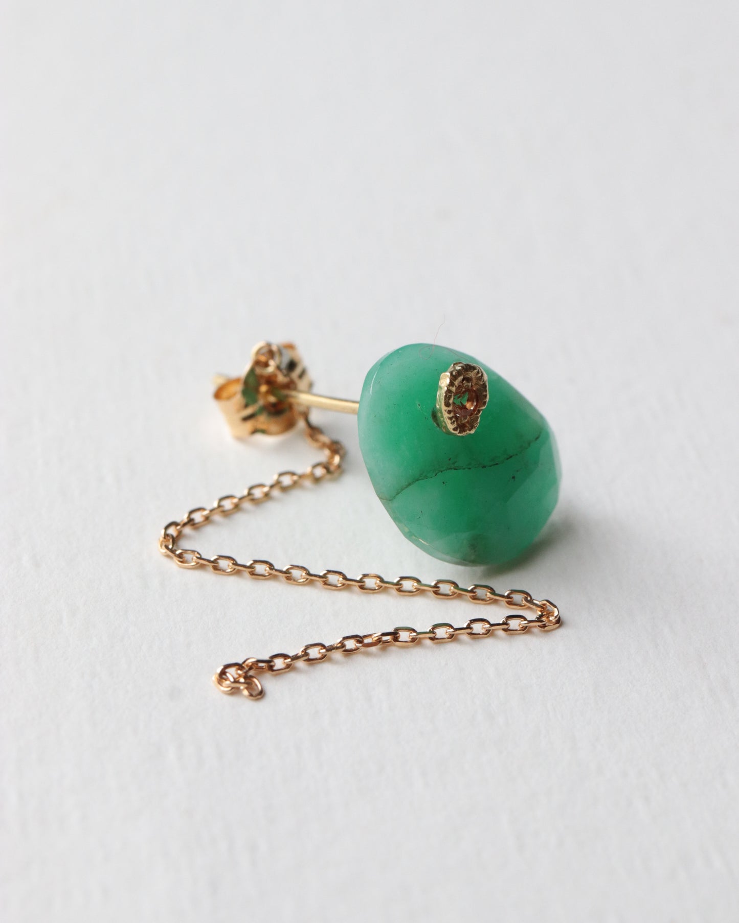 Flat Pierced Earring - Emerald -