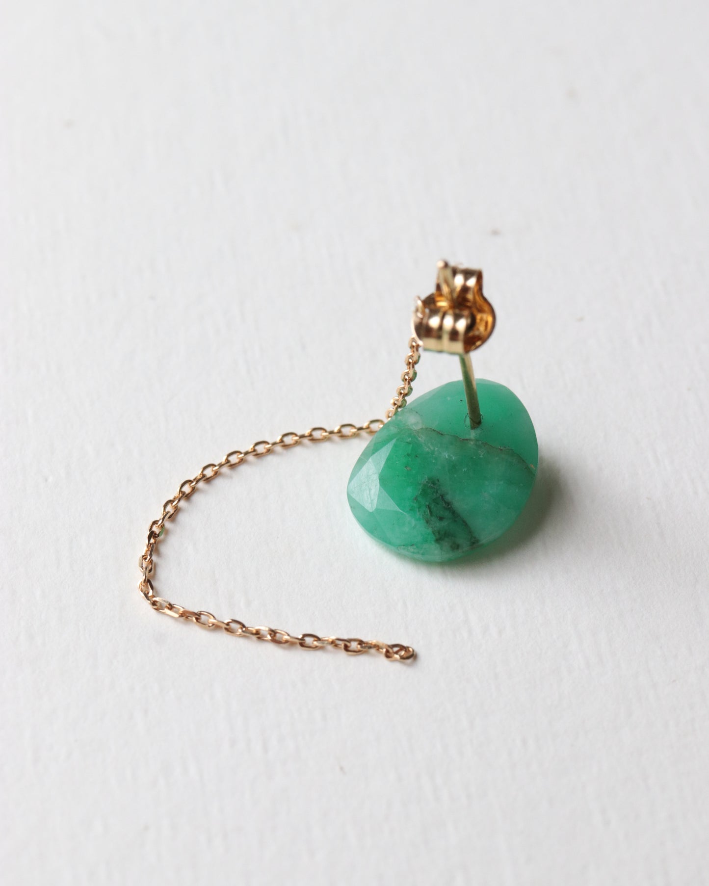 Flat Pierced Earring - Emerald -