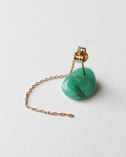 Flat Pierced Earring - Emerald -