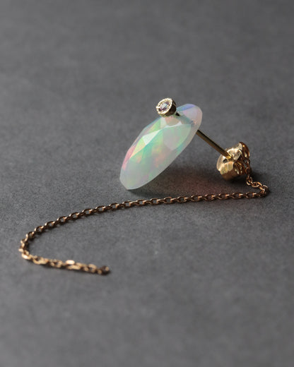 Flat Pierced Earring - Opal -