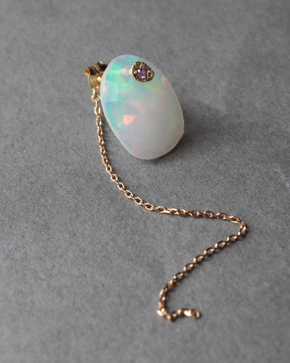 Flat Pierced Earring - Opal -