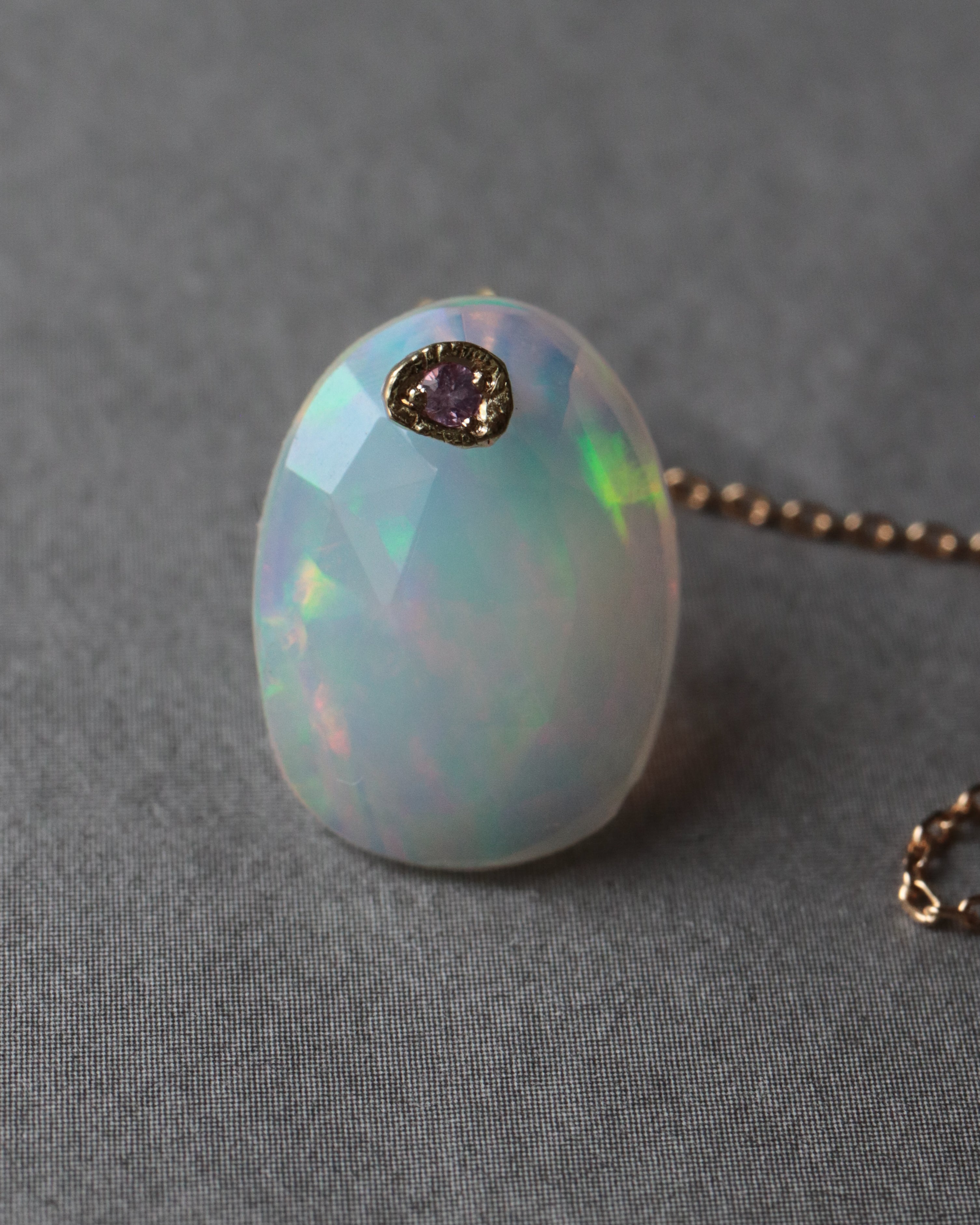 Flat Pierced Earring - Opal -