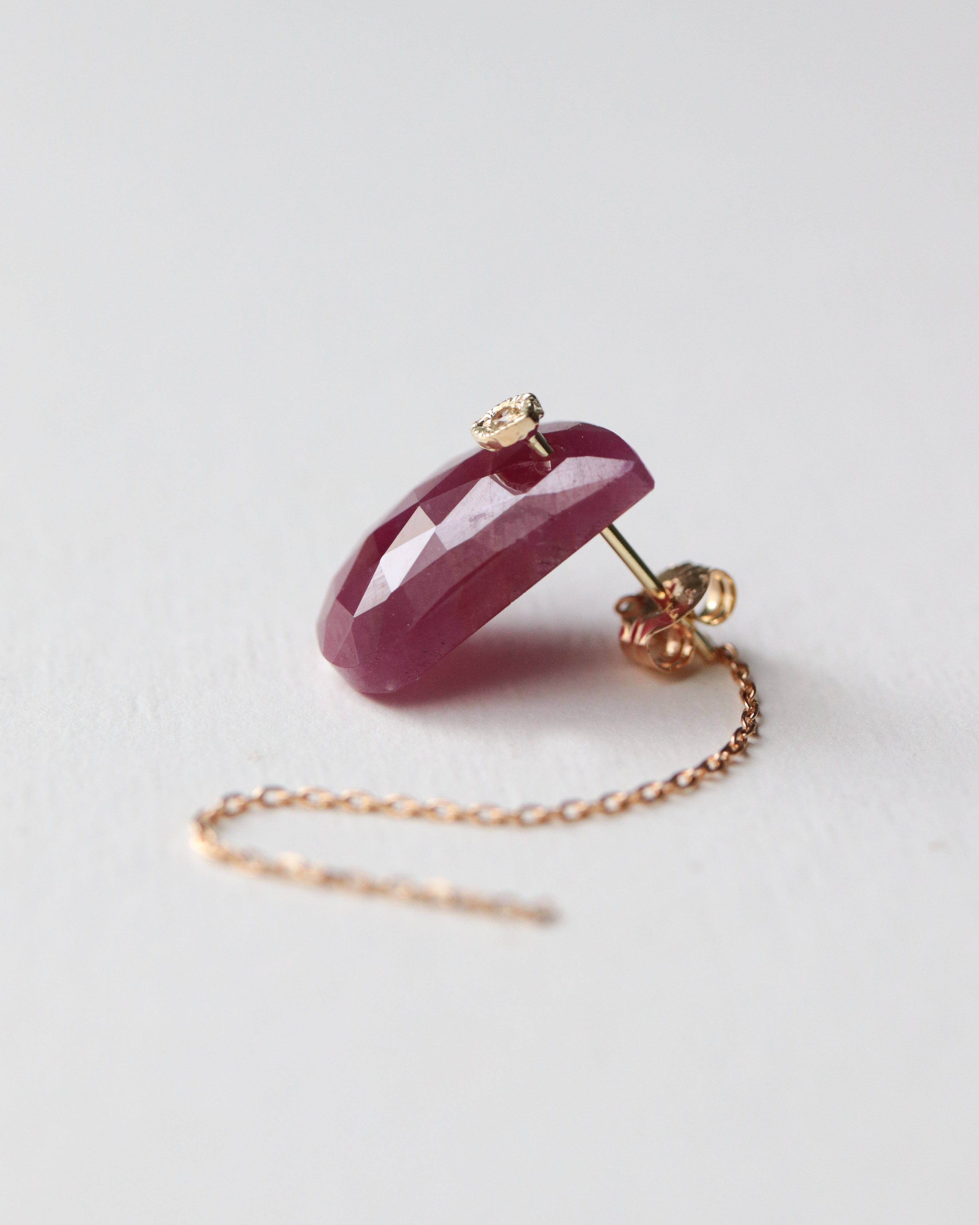 Flat Pierced Earring - Ruby - – MONAKA jewellery