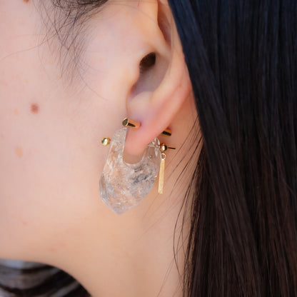 Rock Pierced Earring - Diamond Quartz -