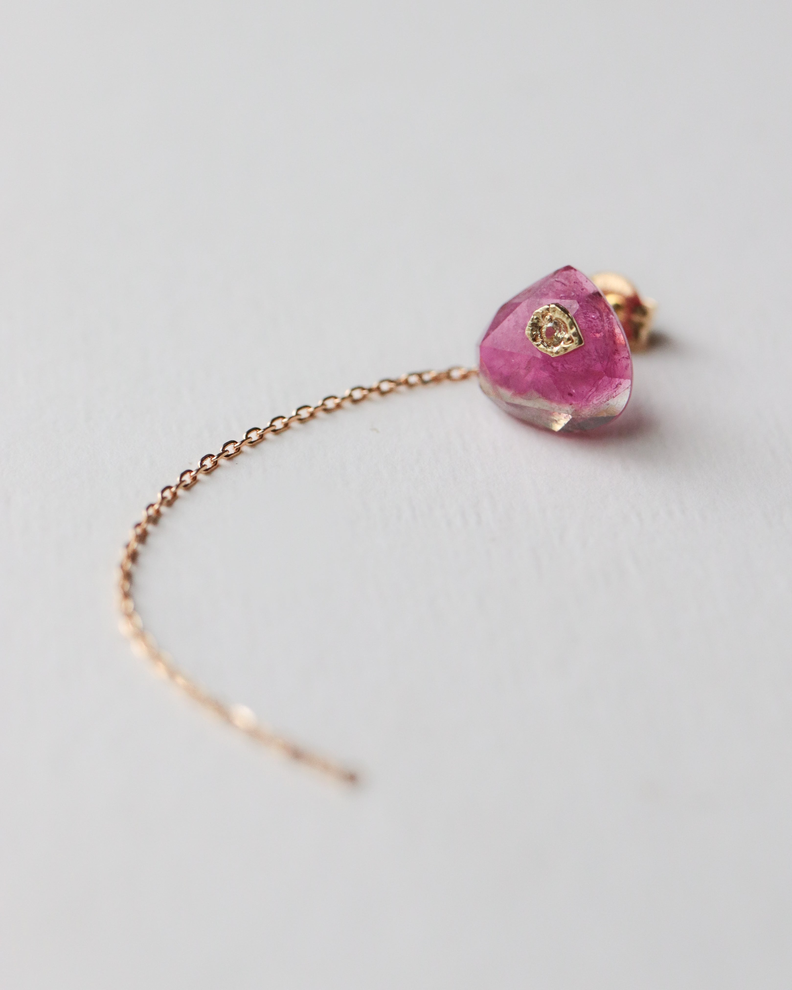 Flat Pierced Earring - Bicolor Tourmaline -