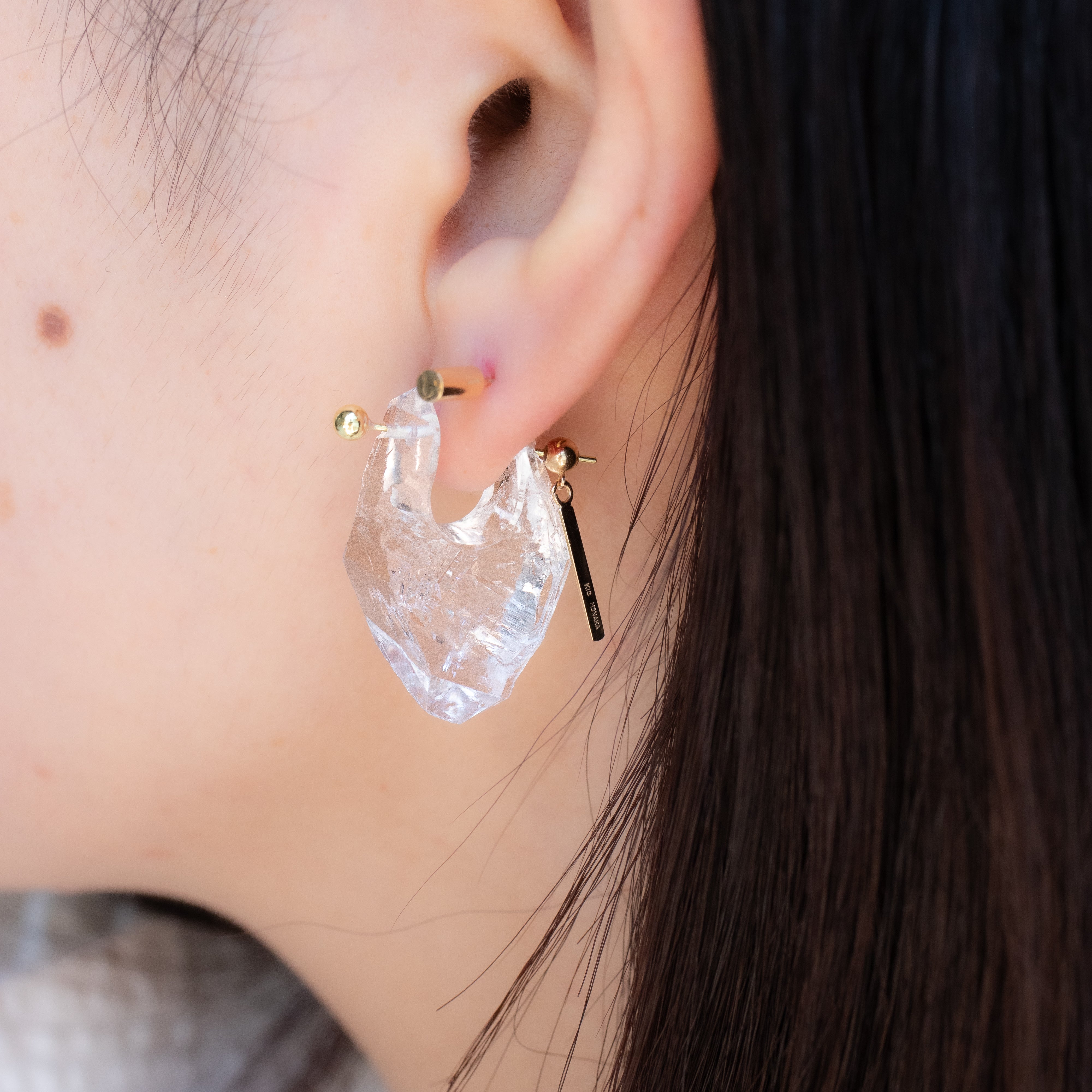 Rock Pierced Earring - Diamond Quartz - – MONAKA jewellery