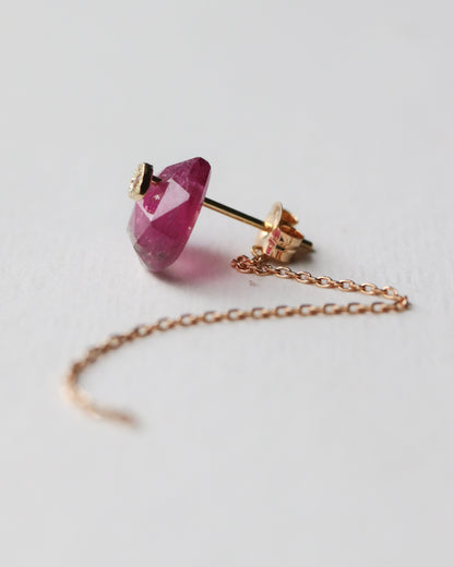 Flat Pierced Earring - Bicolor Tourmaline -