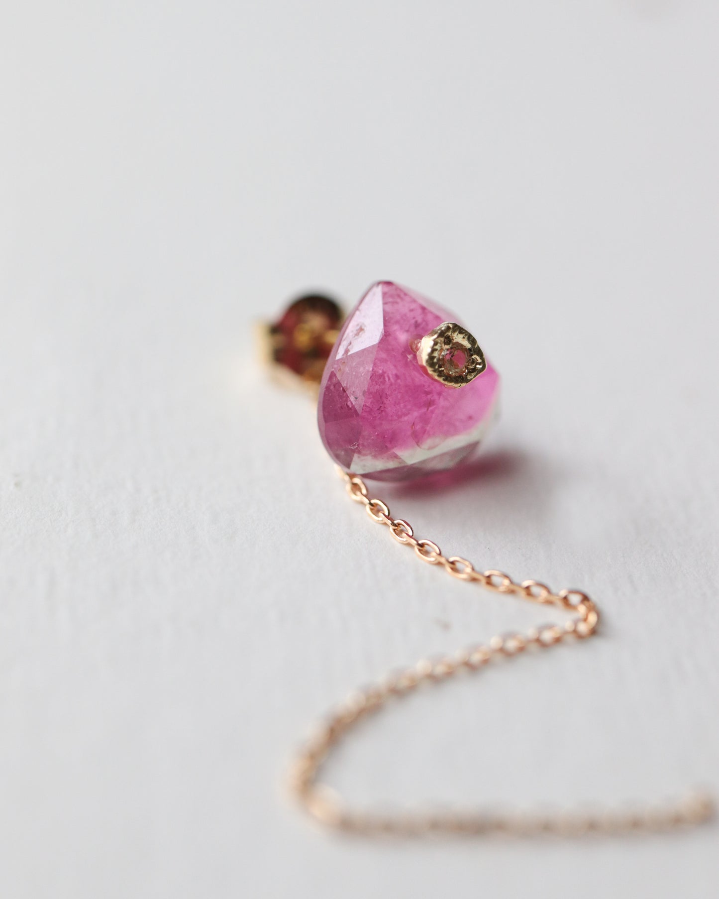 Flat Pierced Earring - Bicolor Tourmaline -