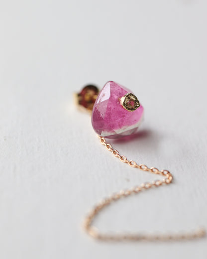 Flat Pierced Earring - Bicolor Tourmaline -