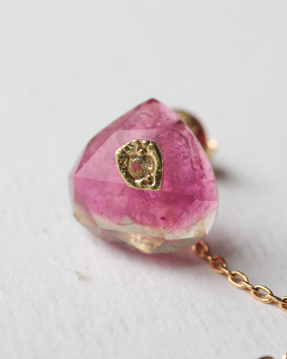 Flat Pierced Earring - Bicolor Tourmaline -