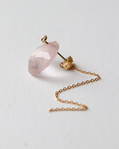 Flat Pierced Earring  - Morganite -