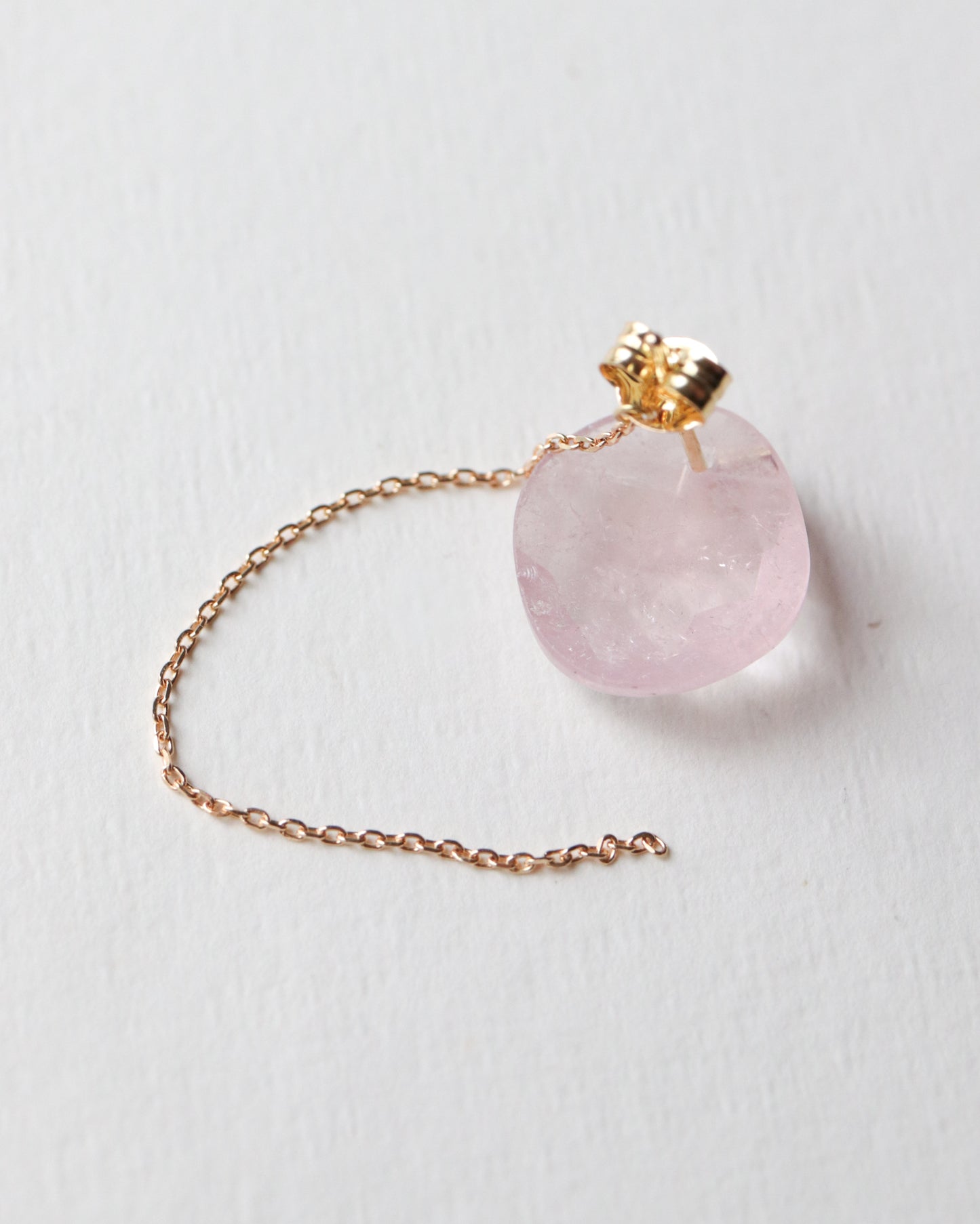 Flat Pierced Earring  - Morganite -