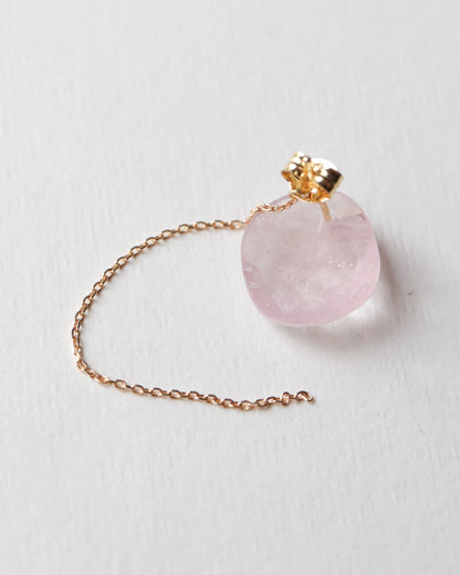 Flat Pierced Earring  - Morganite -