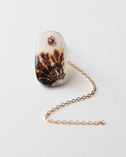 Flat Pierced Earring - Dendritic Quartz -