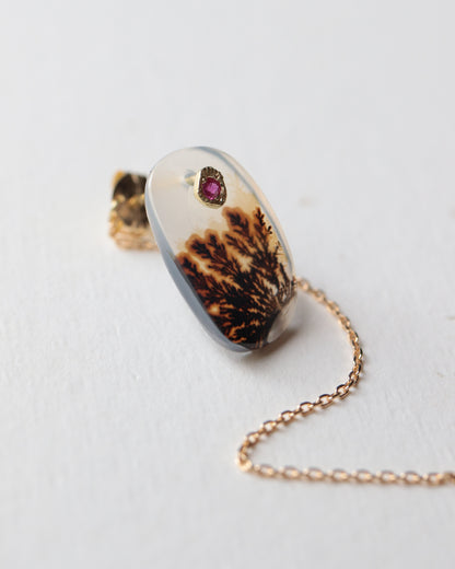 Flat Pierced Earring - Dendritic Quartz -